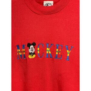 Vintage Mickey Mouse sweatshirt‎ size XL red with embroidered MICKEY Disney